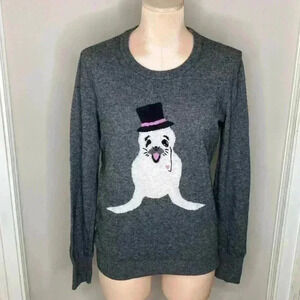 C. WONDER Crewneck Gray Seal with Tophat Sweater Womens Size Medium